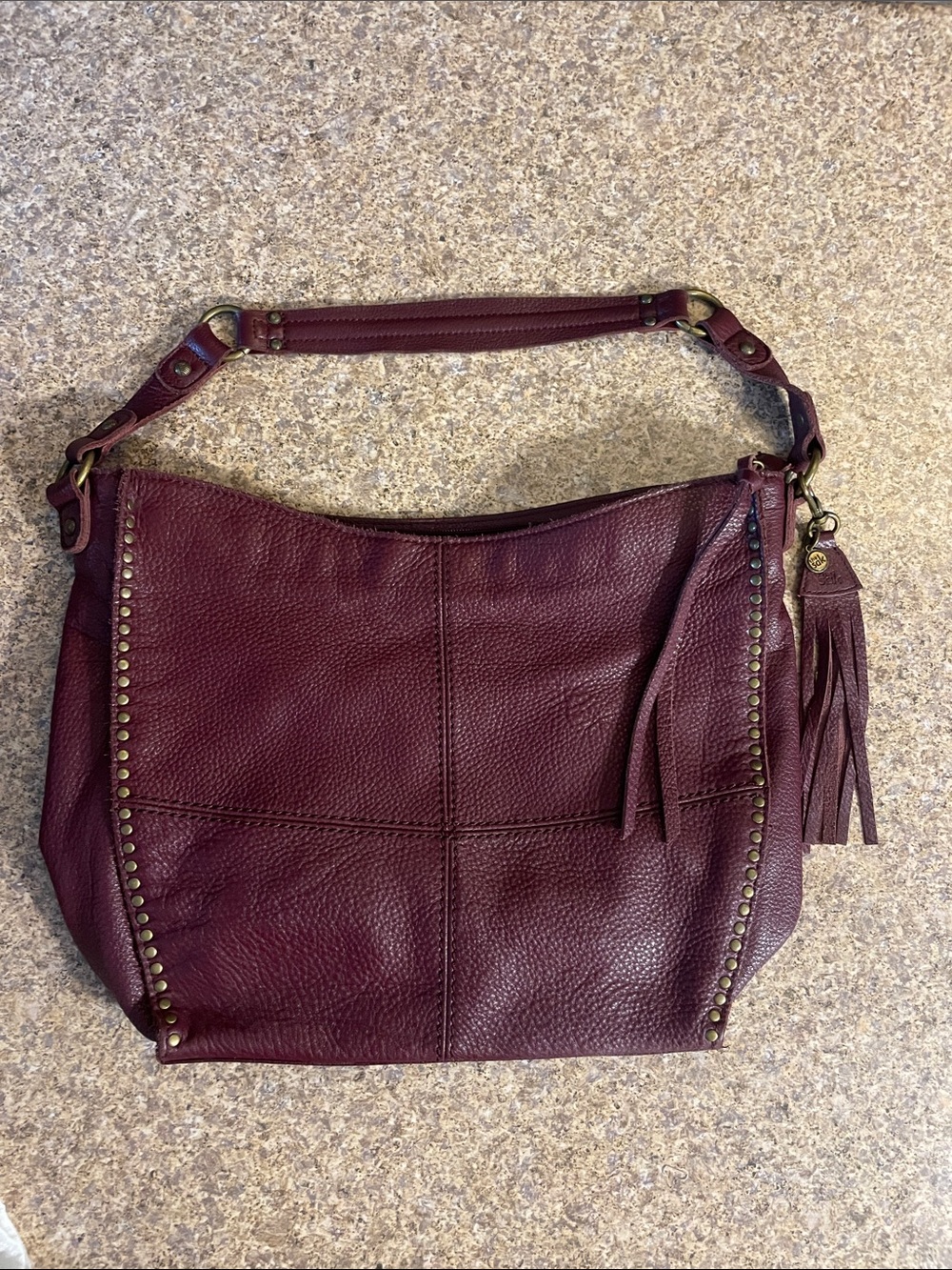 SAK | Genuine Leather Dark Wine Red Shoulder Hobo Bag